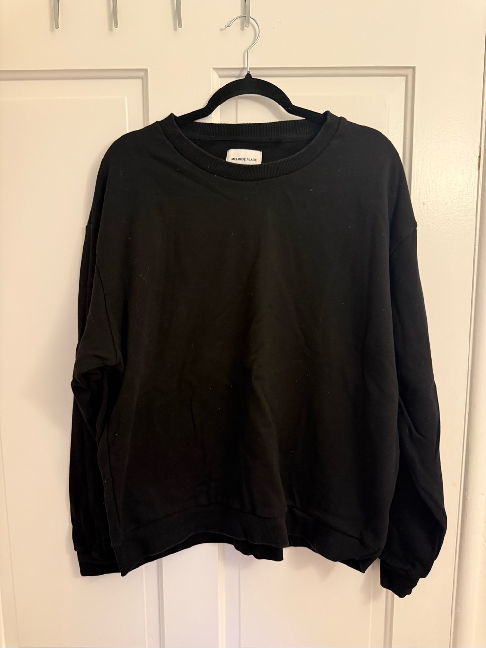 Melrose Place Black Crewneck Sweatshirt - Relaxed Pullover